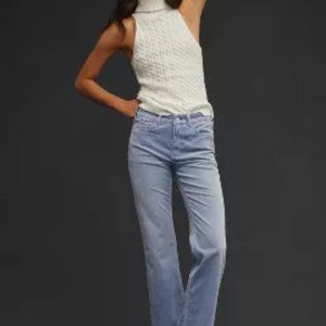 Anthropolgie Yaya Mid-Rise Crop Flare Iris Blue Corduroy Jeans 28 Tall